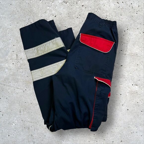 Swissport Cargo Pants Size 30R Black Red Hi-Vis Reflective Strips - Picture 2 of 10